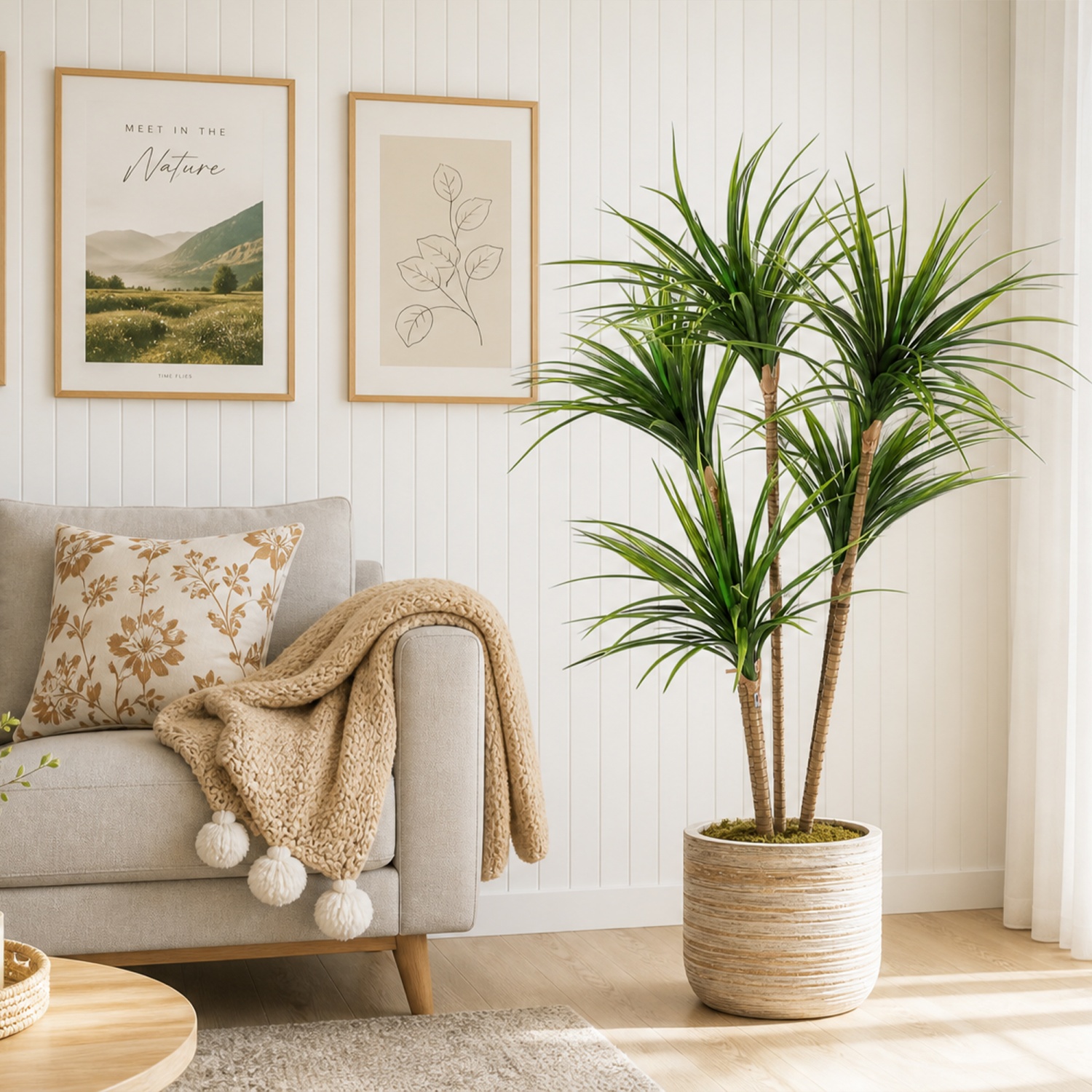 Dracaena Marginata - 4.27FT/5 FT Artificial Dracaena Marginata Tree,