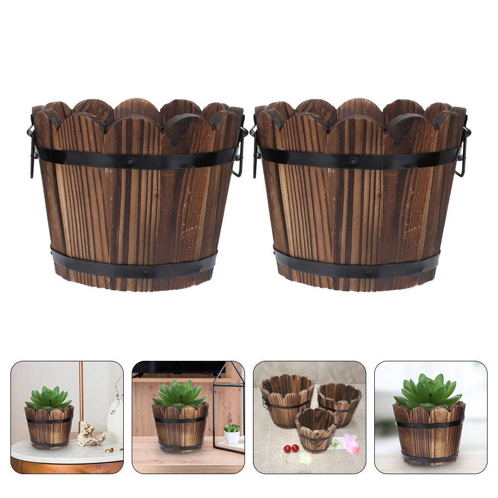 2 Pcs Wooden Flower Pot Carbon - огляд і ціна Aloe Vera Pot