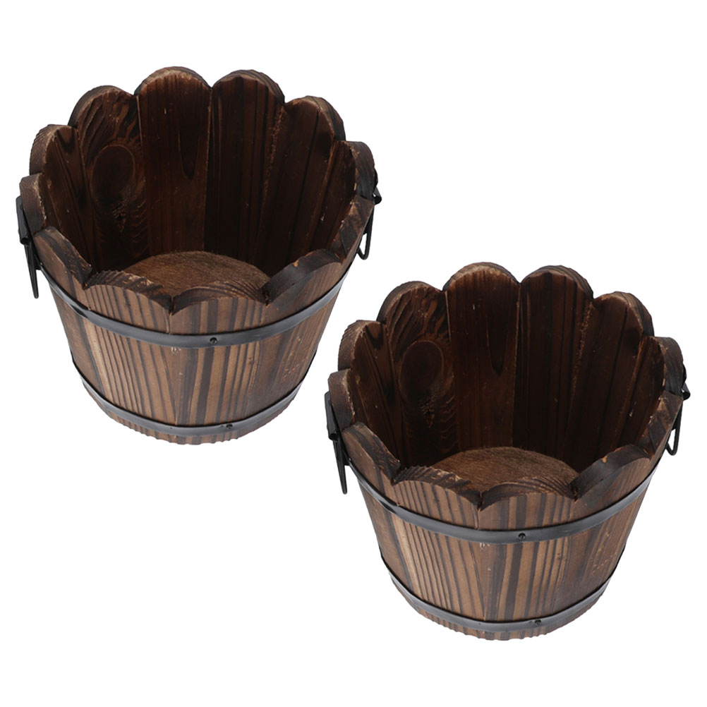2 Pcs Wooden Flower Pot Carbon - огляд і ціна Aloe Vera Pot
