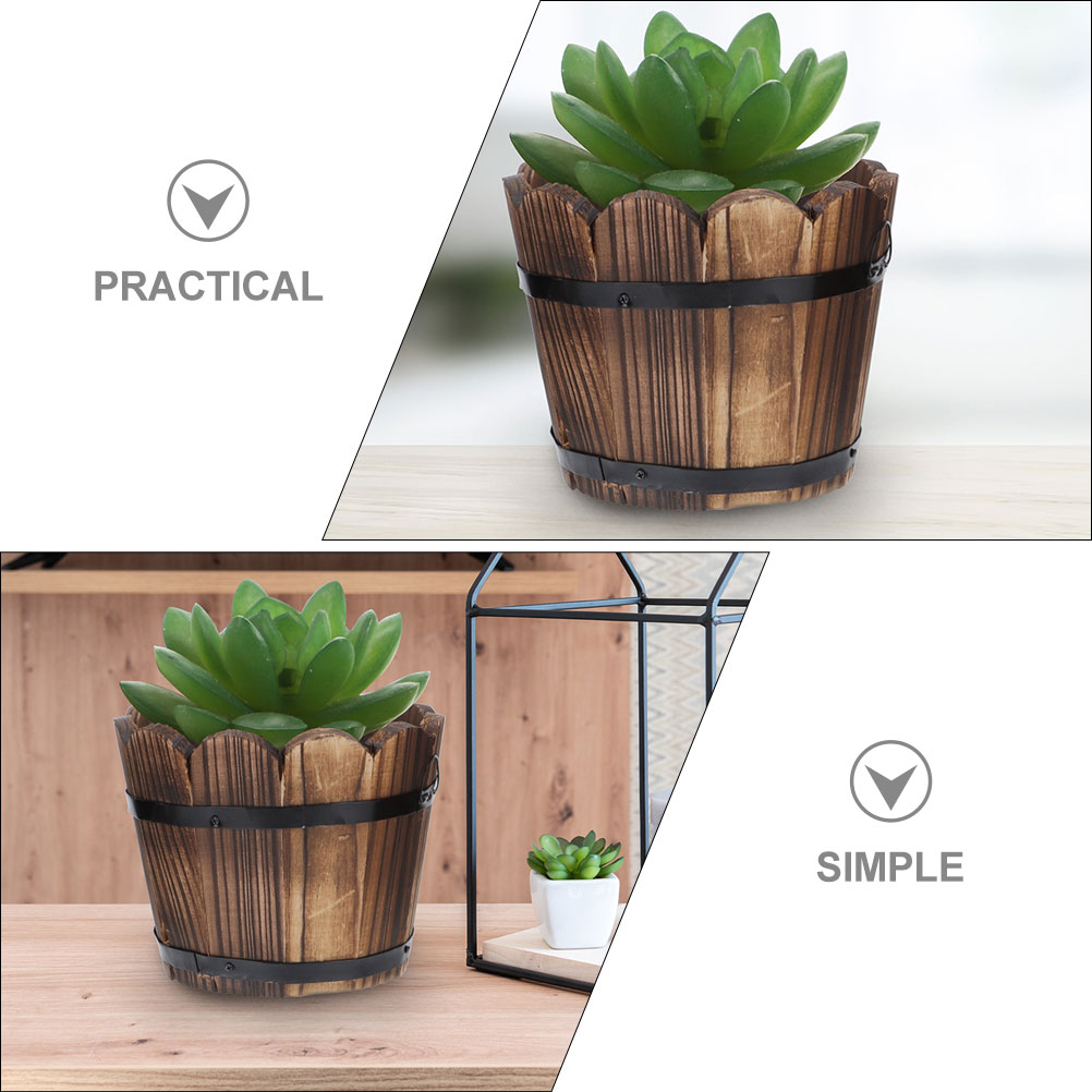 2 Pcs Wooden Flower Pot Carbon - огляд і ціна Aloe Vera Pot