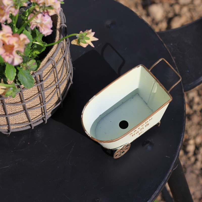 Vintage Iron Two-Wheel Cart Pl - огляд і ціна Pilea Peperomioides
